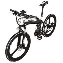 LANKELEISI Bici LANKELEISI xt750jy-26pollici pieghevole Ebike e-bike mountain-electric litio 48V sospensione 5cambio 7velocit bicicletta motore 240Watt, Black-white