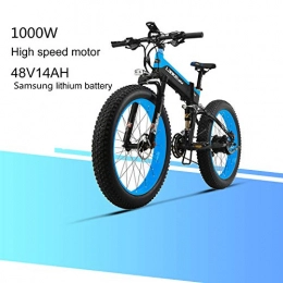 LANKELEISI Bici LANKELEISI XT750PLUS 48V 14AH 1000W Motore Nuovo onnipotente Potente Bici elettrica 26 '' 4.0 all'Ingrosso Tiro Ebike 27 velocità Neve MTB Pieghevole Bici elettrica per Adulto Femmina / Maschio (Blu)