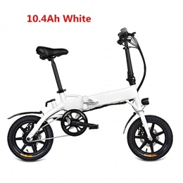 LIU Bici elettriches LIU 14 Pollici E-Bike, Bicicletta Pieghevole Potenza Assist Eletric della Bicicletta Ciclomotore Motore 250W 36V 10.4AH con USB del Telefono di Montaggio, Bianca