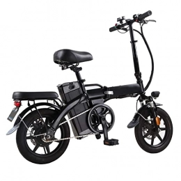 LIU Bici elettriches LIU Bici elettrica for Adulti Pieghevole Piccole Ruote da 14" Motore Brushless Fat Tire Bicicletta elettrica 350W con 48V 14.4ah agli ioni di Litio Ebike (Colore : Nero)