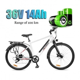 LZMXMYS Bici elettriches LZMXMYS Bici elettrica, Biciclette for Adulti elettrici, in Lega di Alluminio Ebikes Biciclette all Terrain, 26" 36V 300W 14Ah Rimovibile agli ioni di Litio Montagna-Bici for la Mens (Color : White)