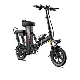 LZMXMYS Bici elettriches LZMXMYS Bici elettrica, Elettrico Pieghevole for Adulti Bike 14" con 48V 350W 30Ah agli ioni di Litio, City Mountain Bicycle Booster 100-400KM (Color : Black, Size : Range:200km)