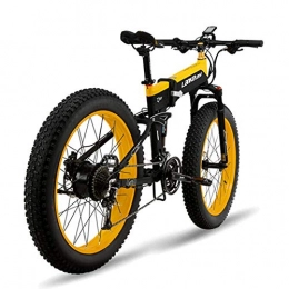 MERRYHE Bici MERRYHE 26 * 4.0 Fat Tire Road Bicicletta Pieghevole 48V 500W Uomini Mountain Ebike 27 Speed Beach Snow Road Bike Citybike Bicicletta Elettrica Rimovibile Batteria Al Litio, Yellow-48V10ah