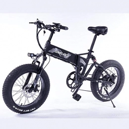 Minkui Bici Motore Elettrico Pieghevole da 500 W per Bici elettrica 48V 10Ah Rimovibile Batteria agli ioni di Litio 20 Pollici Bicicletta elettrica per Pneumatici grassi-36V500W Nero