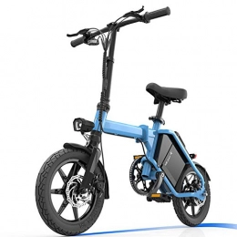 LILIJIA Bici elettriches Mountain Bike Pieghevole Intelligente Per Adulti, Mountain Bike 14 '' Per Pendolarismo Elettrico Esterno Con Batteria Agli Ioni Litio Rimovibile Grande Capacità 15 Ah (48 V 350 W), Blu, 48V / 80km