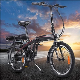 HUOJIANTOU Bici Nero Bicicletta Elettrica Pieghevole per Adulti, Cambio Shimano 7 velocit E-Bike para Adultos 250W 48V 10AH Mountain Bike elettrica Per Adulti E Adolescenti Carico massimo: 120 kg