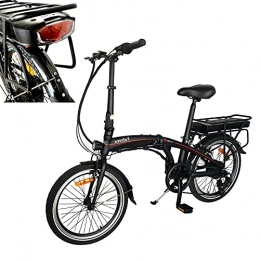 HUOJIANTOU Bici Nero Bicicletta Elettrica Pieghevole per Adulti, Shimano a 7 velocit adatta Bici elettrica Con Batteria Rimovibile Da 10 Ah Bicicletta Per Adulti E Adolescenti Carico massimo: 120 kg