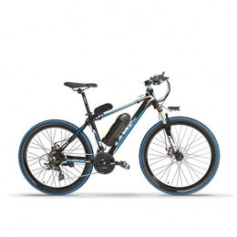 NYPB Bici NYPB Bicicletta Elettrica, Batteria agli Ioni di Litio 36V / 48V 10AH Potenza 240 W E-Bike 21 velocità, Full Suspension, Pedali Assist, Unisex Adulto Allenamento e pendolarismo, Black Blue, 36V 10AH