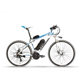 NYPB Bici NYPB Bicicletta Elettrica, Batteria agli Ioni di Litio 36V / 48V 10AH Potenza 240 W E-Bike 21 velocità, Full Suspension, Pedali Assist, Unisex Adulto Allenamento e pendolarismo, White Blue, 48V 10AH