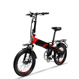 NYPB Bici NYPB Bicicletta Elettrica Pieghevole, con Display LCD E Sella Regolabili Full Suspension Freno a Disco Spento Freno di Sicurezza Potenza 300 / 400 W Batteria 48V 8.7Ah / 10.4AH, Rosso, 48V8.7AH 300W