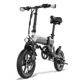 NYPB Bici NYPB Bicicletta Elettrica Pieghevole, Sedile Regolabile, Compatta Portatile Pneumatici 14 Pollici Batteria agli Ioni di Litio 36V 8.7AH Unisex Adulto Pendolarismo, Black Silver, 36V 8.7AH