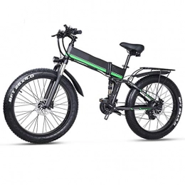 NYPB Bici NYPB Bicicletta elettrica Pieghevole, Telaio Leggero in Lega di Magnesio E-Bike con Display LCD E Sella Regolabili Potenza 1000 W Batteria 48V 12.8 Ah 26""* 4.0 Pneumatico Grasso, Verde