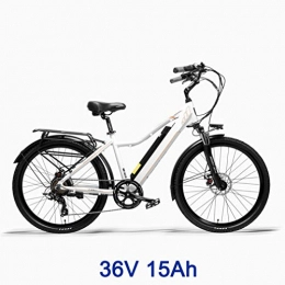 NYPB Bici NYPB Mountain Bicicletta Elettrica, con Display LCD E Sella E Manubrio Regolabili Potenza 350 W Batteria 36V 10.4 / 15 Ah Pneumatici 26 Pollici Allenamento e Pendolarismo, Bianca, 36V 15AH