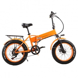 NYPB Bici NYPB Mountain Bicicletta Elettrica Pieghevole, 250W / 350W e-Bike 20""* 4.0 Pneumatico Grasso Batteria Rimovibile agli Ioni di Litio da 48 V 8Ah / 10Ah per Adulto Unisex, Arancia, 48V10AH 350W