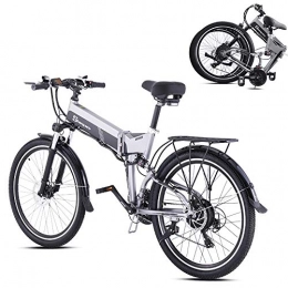 ONLYU Bici elettriches ONLYU Bici Elettrica, 26 Pollici Pieghevole E-Bike Motoslitta 21 velocità Beach Montagna Elettrica 48V10.4AH Bicicletta Rimovibile Invisibile Batteria con Bloccaggio, velocità Massima 40 Kmh, Grigio