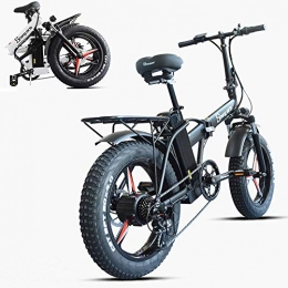 ONLYU Bici elettriches ONLYU Bici Elettrica per Gli Adulti, Che Piega E-Bike Motoslitta 20 inch Beach Electric Vehicle 500W Motore 48V15AH Batteria al Litio 4.0 Tire Mountain Bike per Uomo Donne, Nero