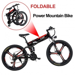  Bici elettriches Pieghevole Bici Di Montagna Elettrica Doppio Disco Elettrico Bici Adulta Freni Sospensione Mountainbike Telaio Lega Di Alluminio Di Smart Meter LCD 7 Velocità Gears (48V, 350W) ( Color : Black )