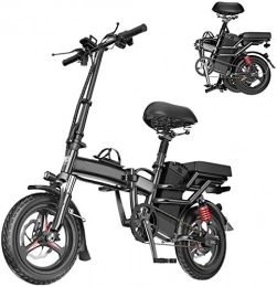 Capacity Bici Pieghevole bicicletta elettrica 14 '' Bicicletta da commutazione elettrica 350W Adulti pieghevoli portatili Ebike con batteria da 48V 10A, freni a doppio disco, cuscinetto peso 440lbs