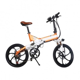 W&TT Bici Pieghevole E-Bike Built-in 48V 250W ad Alta Potenza della Batteria 7 velocit elettrica Mountain Bike Commuter Bicicletta 20 Pollici con Doppio Freno a Disco e LCD 3-Speed Smart Meter, White