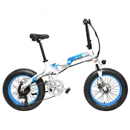Qinmo Bici Qinmo 400W Bicicletta elettrica, Folding Mountain Bike, Fat Tire Ebike, 48V 12.8AH 7 velocità Neve Bike, Telaio Lega di Alluminio della Bici di Montagna (Color : White Blue, Size : 12.8ah)