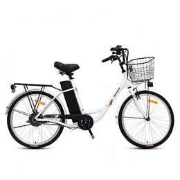 Qinmo Bici Qinmo Adulti Commuter Bici elettrica, 250W Motore 24 Pollici Retro Urban Bici elettrica 36V 10.4Ah Batteria Rimovibile con Display a LED (Color : White)