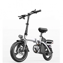 Qinmo Bici Qinmo Citt Bicicletta Pieghevole Elettrico, Freni a Disco Doppio 14 Pollici Adulti Urbano Commuter Ebike 400W Motore Sette Ammortizzatori con Sedile Posteriore (Color : White)