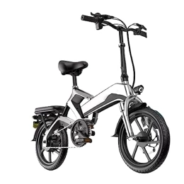 RASHIV Bici RASHIV Bici elettrica per Adulti, Bicicletta elettrica Portatile Pieghevole assistita, con Batteria Rimovibile 48V 10 / 14AH, carico 200 kg (Silver Black 14 Capacity)