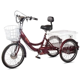 RASHIV Bici RASHIV Triciclo per la spesa elettrico per adulti con cestino, sedile e manubrio regolabili, faro a LED e campanello elettrico, adatto per anziani (10A)