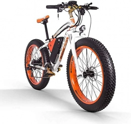 RICH BIT Bici elettriches RICH BIT Bici elettrica 1000W RT022 E-Bike 48V * 17Ah Li-batteria 4.0 pollici grasso pneumatico da uomo bici da spiaggia adatta per 165-195 cm (White-Orange)