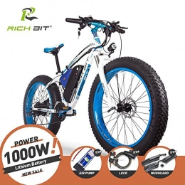 RICH BIT Bici RICH BIT Bici elettriche da uomo Cruiser fat bicicletta TP012 1000 W * 48 V * 17AH fat tire 66 x 10, 2 cm 7 marce Shimano Dearilleur Power ciclismo blu