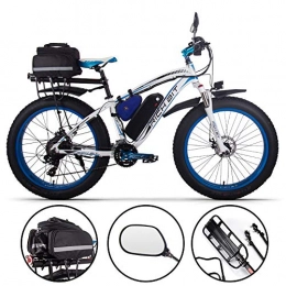 RICH BIT Bici RICH BIT Bicicletta elettrica da Uomo E-Bike Fat Snow Bike 1000W-48V-17Ah Li-Batteria 26 * 4.0 Mountain Bike MTB Shimano 21-velocit Freni a Disco (Blue Plus)