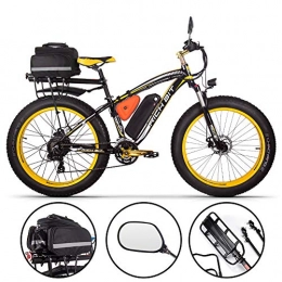 RICH BIT Bici RICH BIT Bicicletta elettrica da Uomo E-Bike Fat Snow Bike 1000W-48V-17Ah Li-Batteria 26 * 4.0 Mountain Bike MTB Shimano 21-velocit Freni a Disco (Yellow Plus)