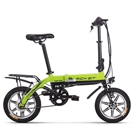RICH BIT Bici RICH BIT Bicicletta elettrica pieghevole, batteria agli ioni di litio da 250 W 36 V * 7, 5 Ah, bici elettrica pieghevole da città da 14 pollici per donna (verde)