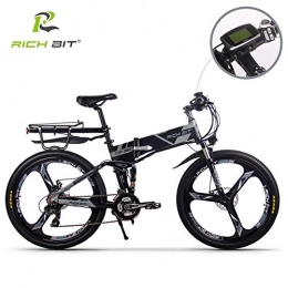 RICH BIT Bici RICH BIT Elettrica Pieghevole Bicicletta Mountain elettrica Bici Unisex MTB TP860 36V*12.8Ah Batteria 7 Livelli di Pedale assistita velocit Tachimetro 45-60KM Ciclisimo Distanza Grigio