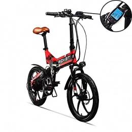 RICH BIT Bici RICH BIT Gli Uomini / Le Signore Nuovo aggiornamento Bici elettrica Pieghevole Bici da Strada Bicicletta 48v 8Ah 250W 20 Pollici Doppia Sospensione con Schermo LCD Intelligente (LCD Red)