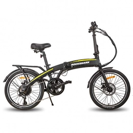 Hiland Bici Rockshark, bicicletta elettrica pieghevole in alluminio, 20 pollici, 36 V / 250 W / 7, 8 Ah, con cambio Shimano a 7 marce, freno a disco leggero