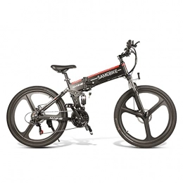 Rstar Bici Rstar Mountain Bike Elettrica 26" Motore 350W Batteria 48V 10AH, Bici Elettrica Pieghevole Per Adulti, Cambio Professionale a 21 Velocità, Display a LED (Black)