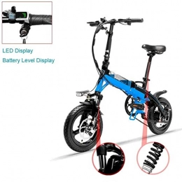 RVTYR Bici RVTYR A6 Mini Pieghevole Bicicletta elettrica 350W 36V / 8.7A 14 Pollici Disco E Bicicletta Freno Batteria Rimovibile Bici elettrica (Color : Blue)