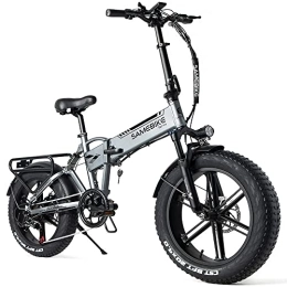 Samebike Bici elettriches SAMEBIKE XWLX09 Fat Tire Bicicletta elettrica Bicicletta elettrica Mountain Beach Snow Ebike 20 pollici per adulti (Grigio)