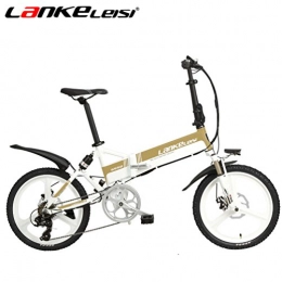 SMLRO Bici SMLRO lankeleisi G550 Bicicletta elettrica con configurazione avanzata – 20 Pollici 48 V / 240 W 10 Ah Litio E-Bike 7 velocità – Bicicletta Pieghevole Piena Sospensione -5 File, Oro