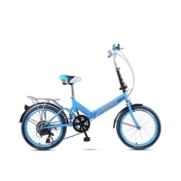 TABKER Bici elettriches TABKER Bicicletta elettrica Folding Bike 20 Inch Portable with Variable Speed Shock Absorber Bicycle Adult Male and Female (Color : Blue)