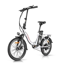 TABKER Bici TABKER Bicicletta pieghevole Electric bike foldable electric bike hybrid bike (Color : White)