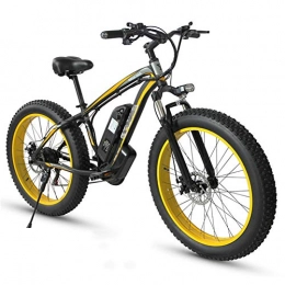 TANCEQI Bici TANCEQI Mountain Bike Elettrica, Bici Elettrica 350W Bici Montagna Ebike 21 velocità 26" Full Suspension, Freni A Disco Meccanici, Adatto per Uomini, Donne, Spostamenti in Città, Giallo