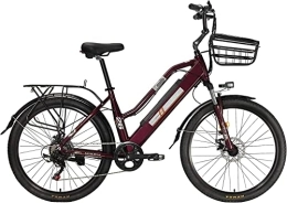 TAOCI Bici TAOCI Bicicletta elettrica da donna, 26" 36V E-Bike Biciclette, Batteria agli ioni di Litio Rimovibile a 7 Marce E-Bike Biciclette, Per Viaggi in Bicicletta All'aperto (Marrone)