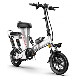 TGHY Bici TGHY Bici Elettrica Pieghevole per Adulti Ebike con Motore 350W Bicicletta Elettrica da 12" con Sospensione Anteriore Centrale e Posteriore Portaborraccia Batteria 48V Rimovibile, Bianca, 15km