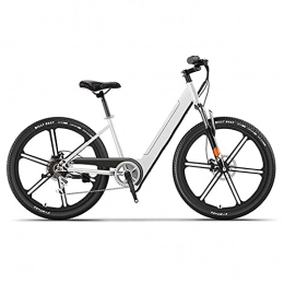 TGHY Bici TGHY Bicicletta da Città Elettrica per Adulti E-Bike per Pendolari da 26 Pollici Motore 36V 250W Pedalata Assistita Batteria Rimovibile da 10Ah 21 velocità 3 modalità di Guida, Bianca