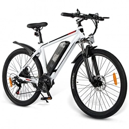 TGHY Bici TGHY Mountain Bike Elettrica 26" Pedalata Assistita Motore 36V 350W Batteria Estraibile agli Ioni di Litio 10Ah E-Bike 7 velocità per Uomo Adulto Doppi Freni a Disco, Bianca