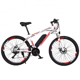 TGHY Bici TGHY Mountain Bike Elettrica Bicicletta Elettrica 26" 250W con Batteria agli Ioni di Litio 36V 10Ah Rimovibile per Uomo Adulto Autonomia 50 km 27 velocità Doppio Freno a Disco, White & Red