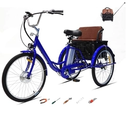 Generic Bici Triciclo elettrico da 24 '' Triciclo per adulti Batteria al litio 36V12AH Biciclette a 3 ruote per anziani Con cestello posteriore allargato Elettricità / Assistenza / Pedali Carico massimo 350 libbre