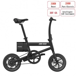 TTW Bici TTW Mini Bici elettrica 36V 6A 250W Pieghevole E-Bike con Resistenza 25KM e velocità Massima 25km / h, 12" Doppio Disco Freni Bicicletta City Commuter Bike, Nero